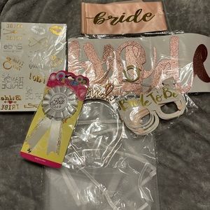 NIP Bridal Shower / Bachelorette Kit veil glasses stickers tiara sash